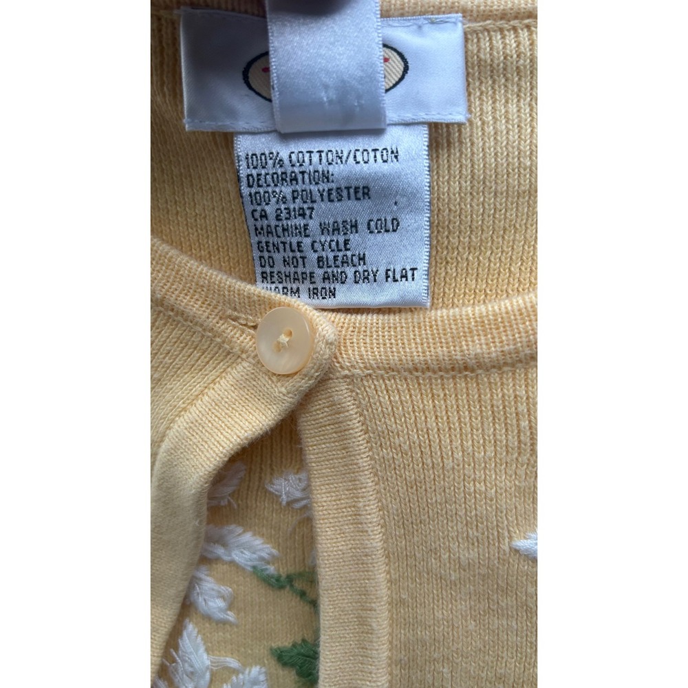Talbots Yellow Cotton Daisy Embroidered Button Front Cardigan Sweater Womens M - Picture 5 of 6